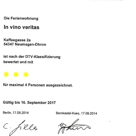 Ferienwohnung In Vino Veritas *